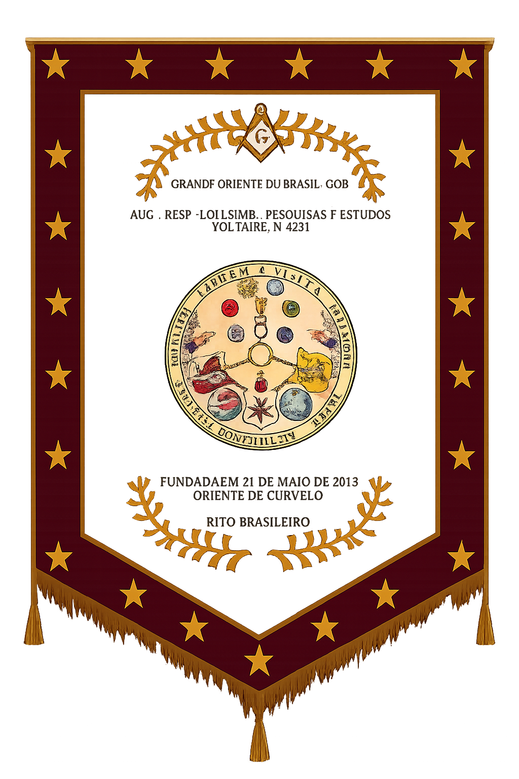 Flâmula da A.R.L.S. Pesquisas e Estudos Voltaire nº 4281